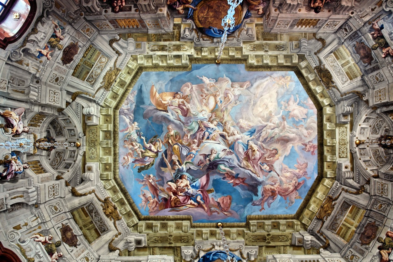 Carlo Innocenzo_Carlone__Prince_Eugene_as_a_new_Apollo_and_leader_of_the_Muses__Schloss_Belvedere_Ceiling_of_the_Marble_Hall_2